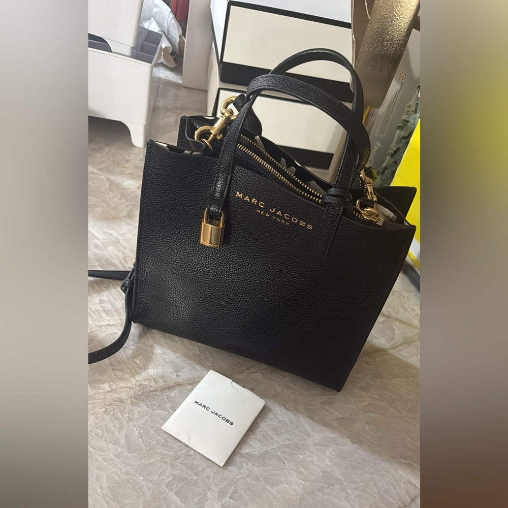 Marc Jacobs Black Crossbody Bag with Gold Accents